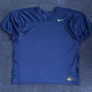 Nike Football Jersey Shirt Mens 2XL Blue V Neck Mesh Short Sleeve Athletic Top